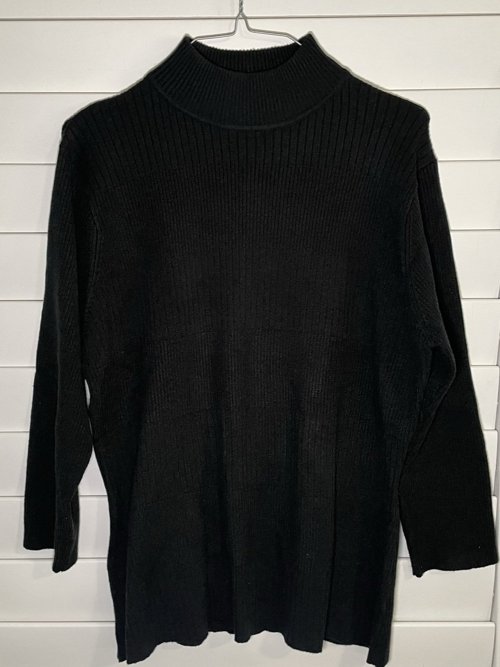 Vintage White Stag Black Ribbed Mock Neck Sweater Women's XL 90s Grunge Minimali